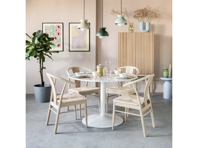 Eettafel marmer - ø 110 cm - wit by fonq - afbeelding 2 van  6
