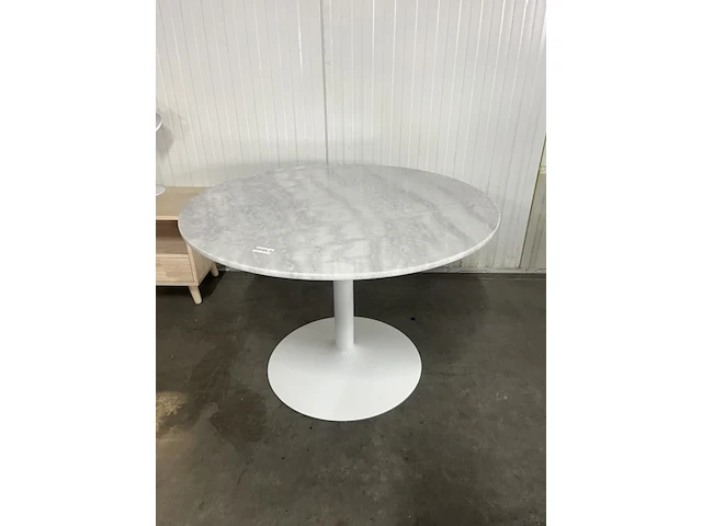 Eettafel marmer - ø 110 cm - wit by fonq - afbeelding 4 van  6