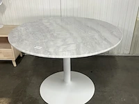 Eettafel marmer - ø 110 cm - wit by fonq - afbeelding 4 van  6