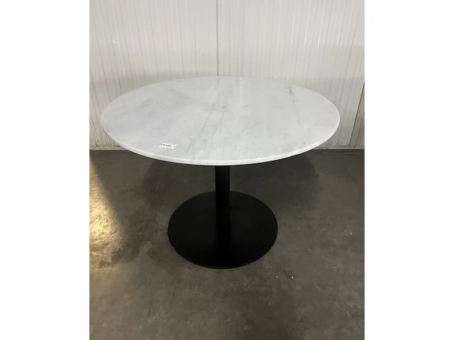 Eettafel marmer ø 110 cm - wit/zwart by fonq, wit - afbeelding 3 van  6