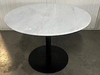 Eettafel marmer ø 110 cm - wit/zwart by fonq, wit - afbeelding 3 van  6