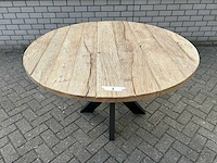 Eettafel oud eiken rond 130 cm. - afbeelding 2 van  3
