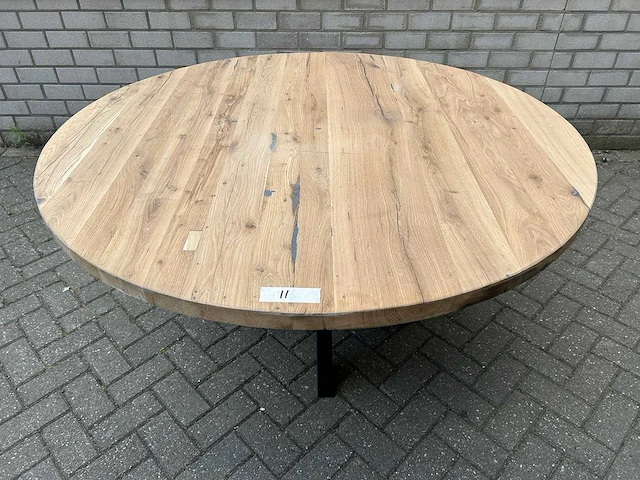 Eettafel oud eiken rond - afbeelding 2 van  3