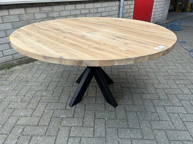 Eettafel oud eiken rond - afbeelding 3 van  3