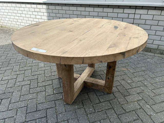Eettafel oud eiken rond - afbeelding 3 van  3