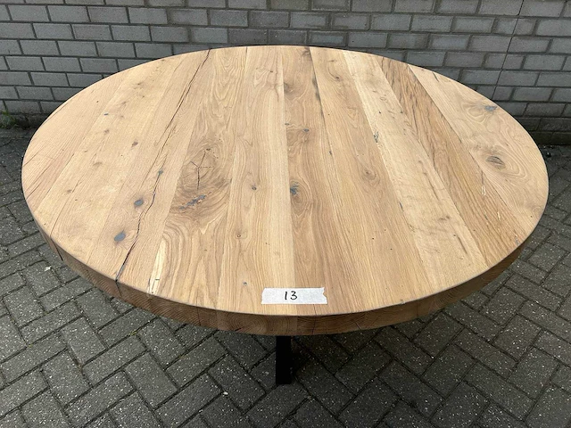 Eettafel oud eiken rond - afbeelding 2 van  3