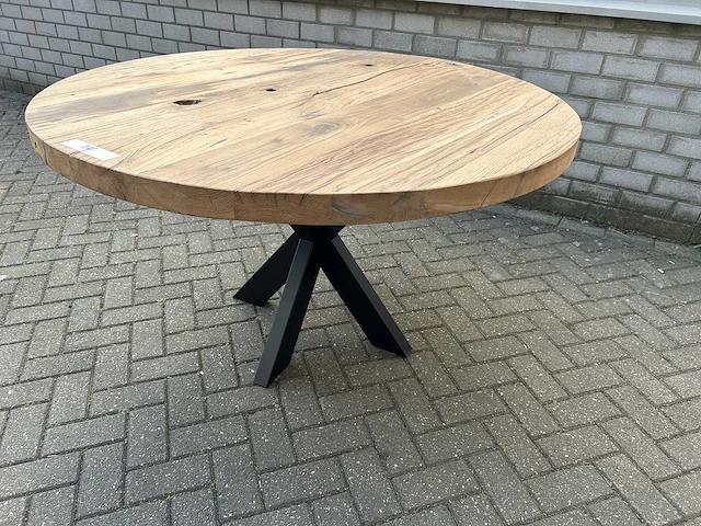 Eettafel oud eiken rond - afbeelding 2 van  3