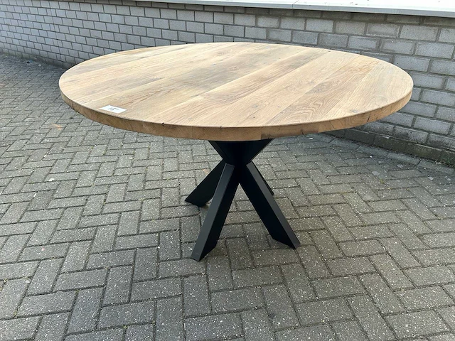 Eettafel oud eiken rond - afbeelding 1 van  3