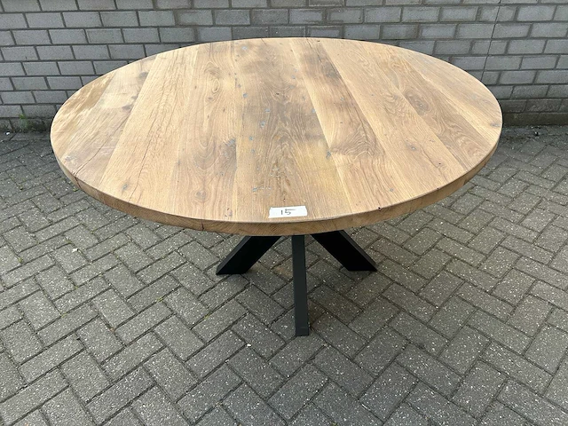 Eettafel oud eiken rond - afbeelding 2 van  3