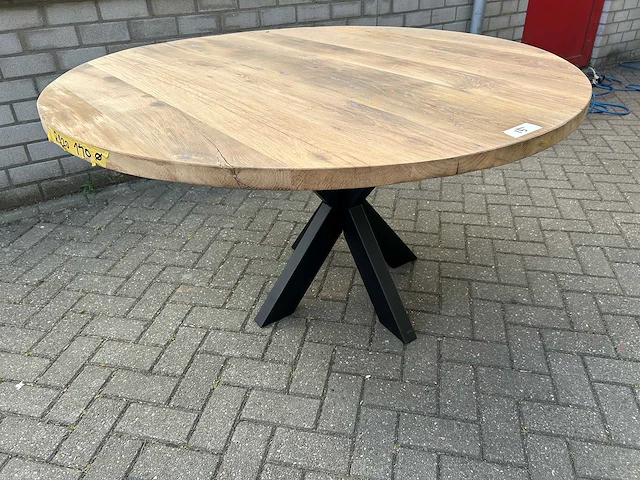 Eettafel oud eiken rond - afbeelding 3 van  3
