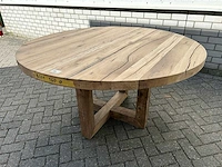 Eettafel oud eiken rond - afbeelding 1 van  4