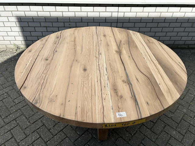 Eettafel oud eiken rond - afbeelding 2 van  4
