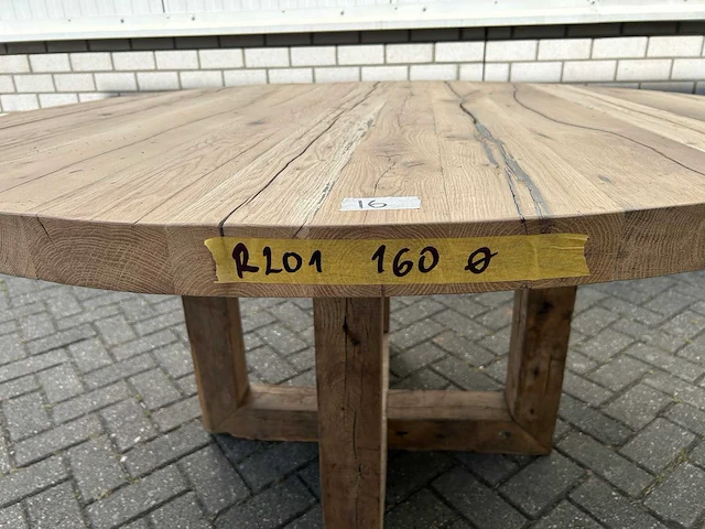 Eettafel oud eiken rond - afbeelding 4 van  4