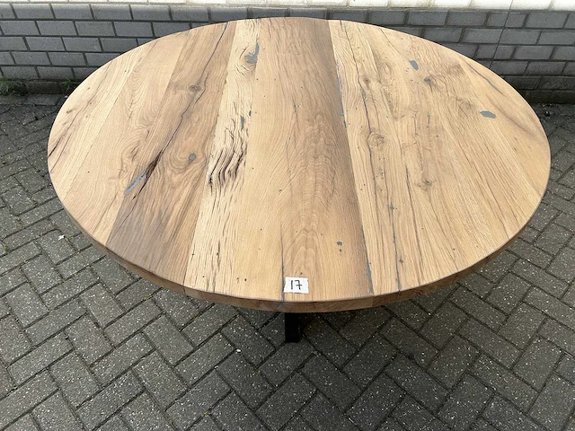Eettafel oud eiken rond - afbeelding 2 van  3