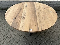 Eettafel oud eiken rond - afbeelding 2 van  3