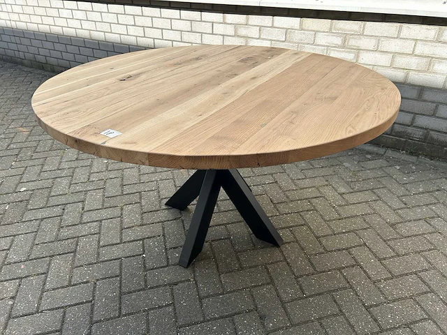 Eettafel oud eiken rond - afbeelding 2 van  3