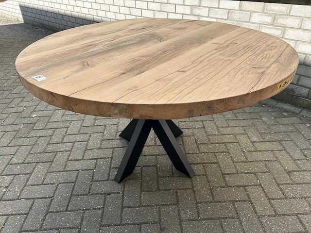 Eettafel oud eiken rond - afbeelding 2 van  3