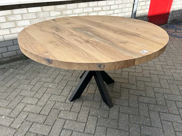 Eettafel oud eiken rond - afbeelding 3 van  3