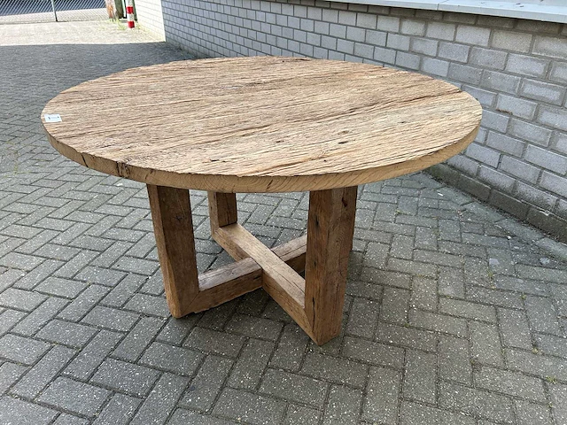 Eettafel oud eiken rond - afbeelding 3 van  3