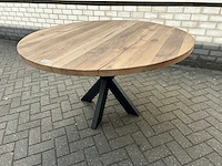 Eettafel oud eiken rond - afbeelding 1 van  3