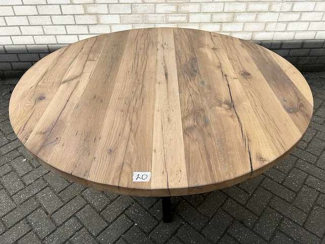 Eettafel oud eiken rond - afbeelding 2 van  3