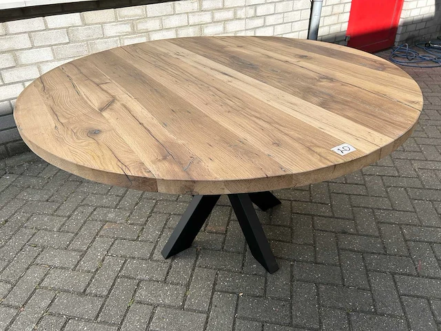 Eettafel oud eiken rond - afbeelding 3 van  3