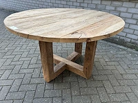 Eettafel oud eiken rond