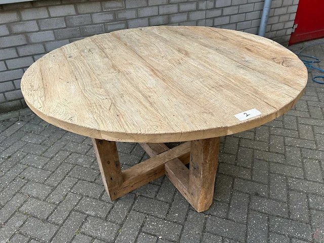 Eettafel oud eiken rond - afbeelding 3 van  3