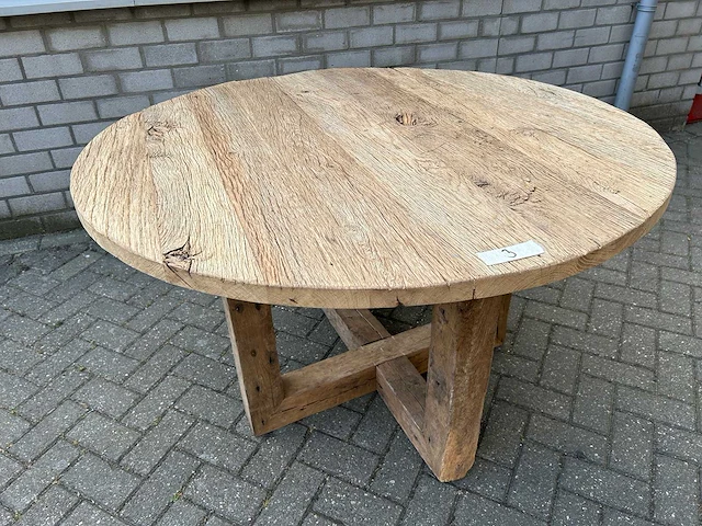 Eettafel oud eiken rond - afbeelding 3 van  3
