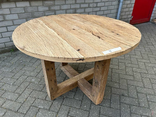 Eettafel oud eiken rond - afbeelding 3 van  3