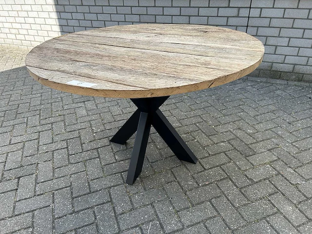 Eettafel oud eiken rond - afbeelding 2 van  3
