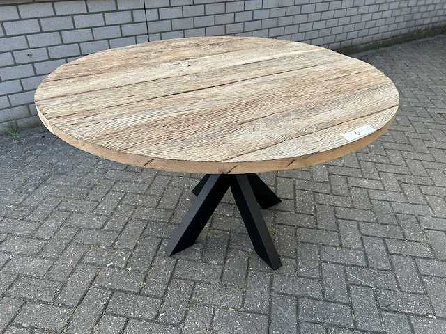 Eettafel oud eiken rond - afbeelding 3 van  3