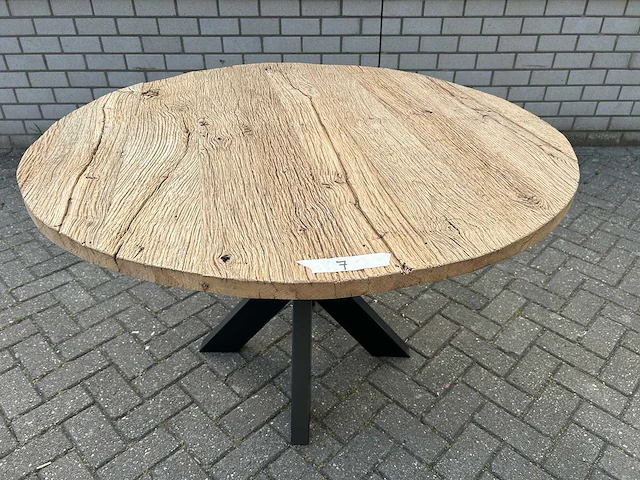 Eettafel oud eiken rond - afbeelding 2 van  3