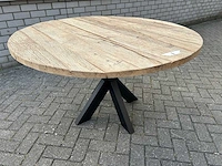 Eettafel oud eiken rond - afbeelding 1 van  3