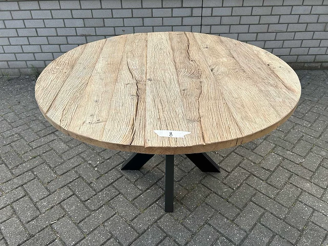 Eettafel oud eiken rond - afbeelding 2 van  3