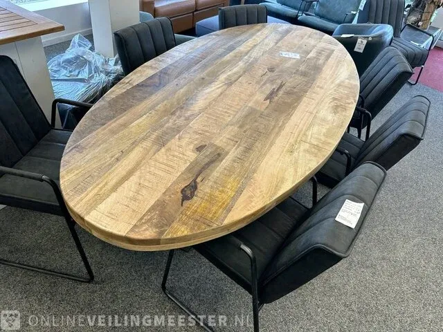 Eettafel ovaal - 240 - mango naturel - zwart - afbeelding 1 van  5