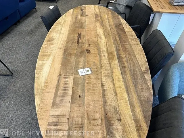 Eettafel ovaal - 240 - mango naturel - zwart - afbeelding 4 van  5
