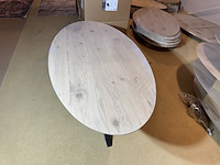 Eettafel, ovaal, naturel massief hout, zwart metalen spinpoot - afbeelding 3 van  5