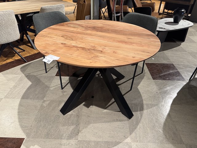 Eettafel, rond 120 cm doorsnee, zwart metalen spinpoot - afbeelding 1 van  4