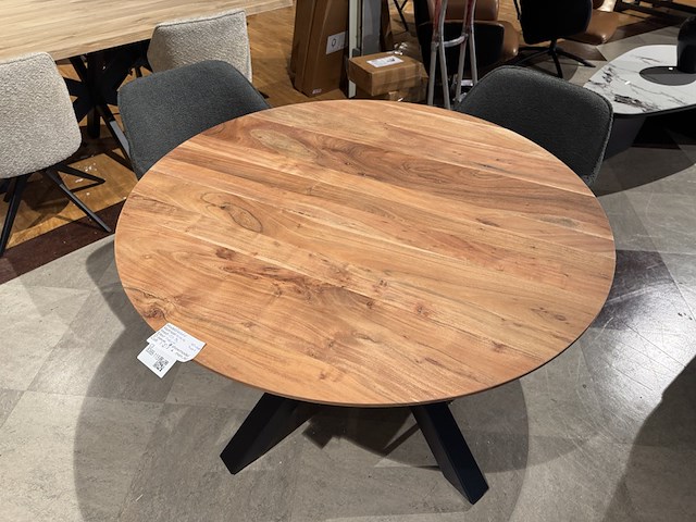 Eettafel, rond 120 cm doorsnee, zwart metalen spinpoot - afbeelding 2 van  4