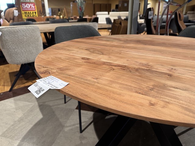 Eettafel, rond 120 cm doorsnee, zwart metalen spinpoot - afbeelding 3 van  4