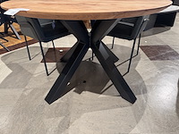 Eettafel, rond 120 cm doorsnee, zwart metalen spinpoot - afbeelding 4 van  4