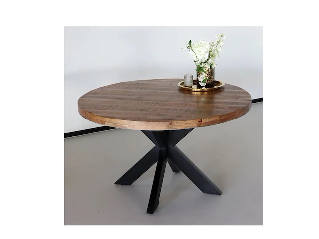 Eettafel rond 120 cm mangohout sanderz, 2025 - afbeelding 1 van  2