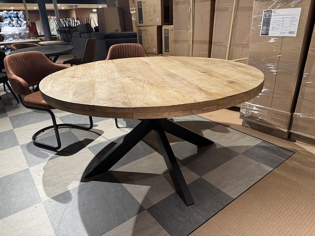 Eettafel rond, zwart metalen spinpoot - afbeelding 1 van  4