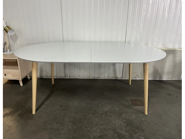 Eettafel uitschuifbaar rond - 120/200, kave home, oqui, wit - afbeelding 2 van  6