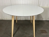 Eettafel uitschuifbaar rond - 120/200, kave home, oqui, wit - afbeelding 4 van  6
