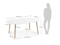 Eettafel uitschuifbaar rond - 120/200, kave home, oqui, wit - afbeelding 5 van  6