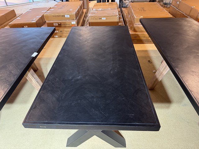 Eettafel, zwart hardhout, zwart metalen x-poot - afbeelding 2 van  5