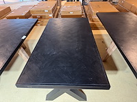 Eettafel, zwart hardhout, zwart metalen x-poot - afbeelding 2 van  5