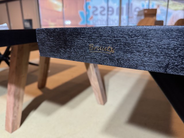 Eettafel, zwart hardhout, zwart metalen x-poot - afbeelding 5 van  5